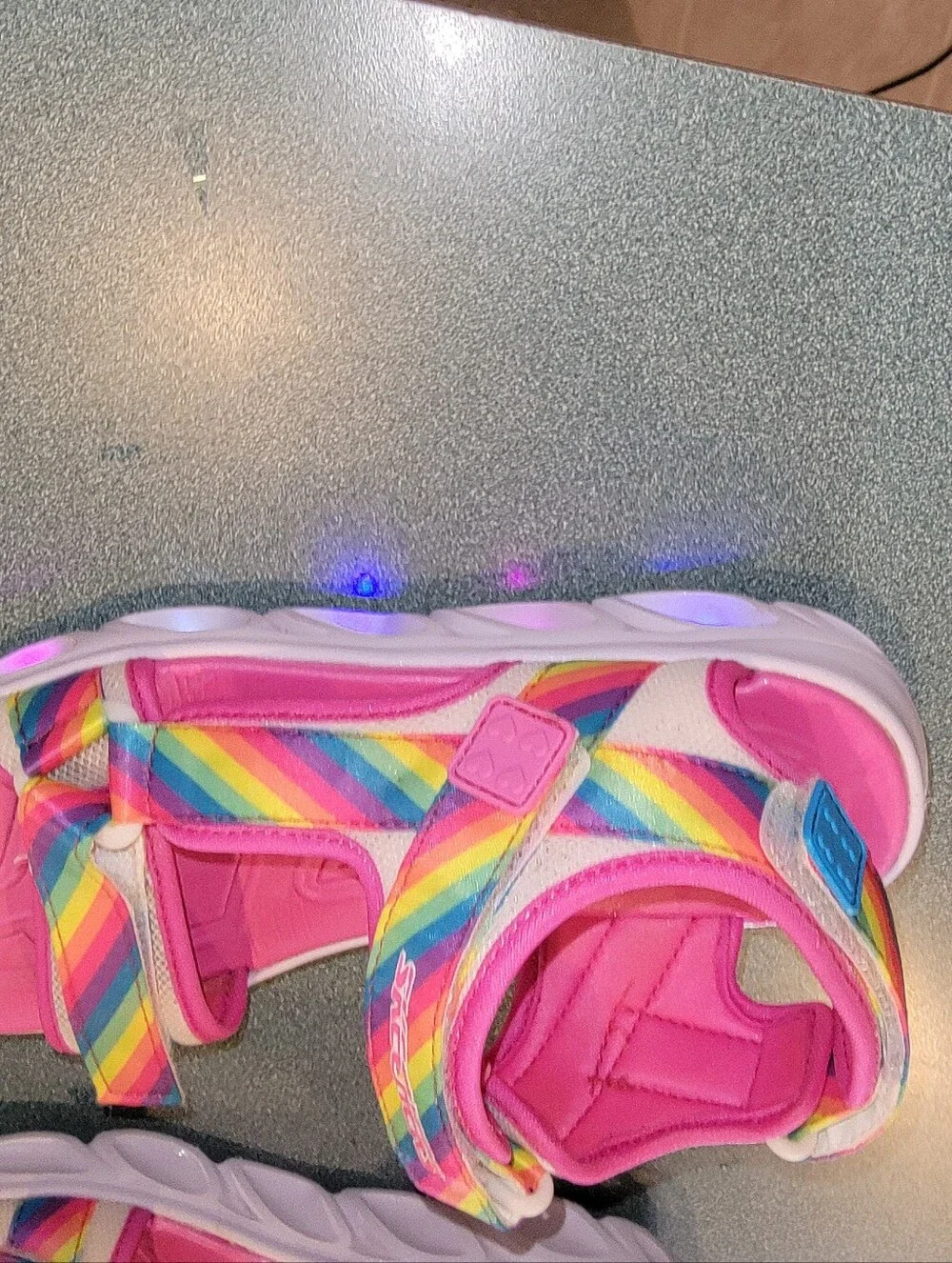 Skechers S-Lights Rainbow Light-Up Sandals Big Girls Size 4